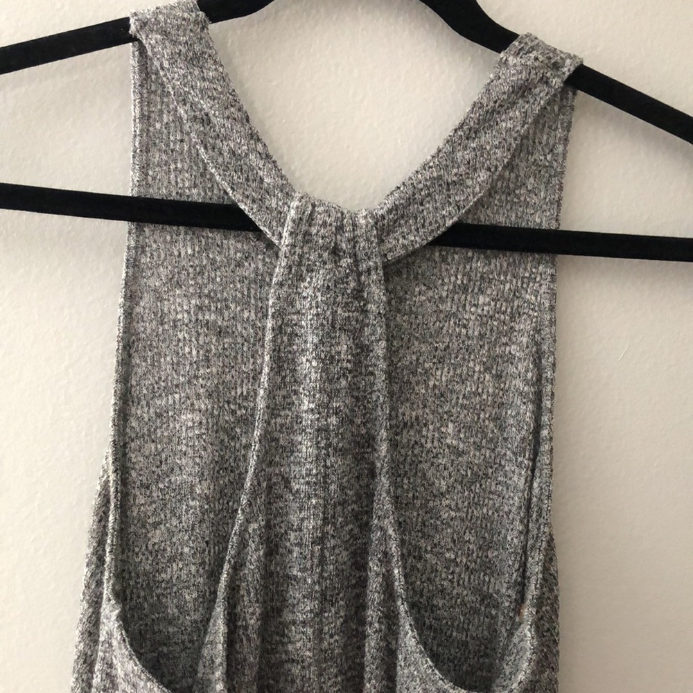 Gap Gray Ribbed Racerback Maxi Dress, Size Medium - Picture 5 of 9